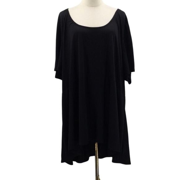 BLOOMCHIC SZ 18 5X black round neck flutter sleeve shirt blouse NWT B48 - Picture 1 of 7